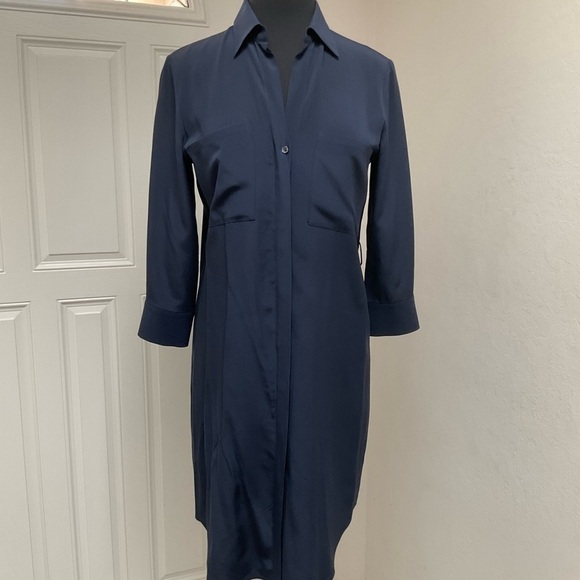 The Reset/R Label 100% Silk Button Down Navy Dress Size XS - Picture 2 of 8